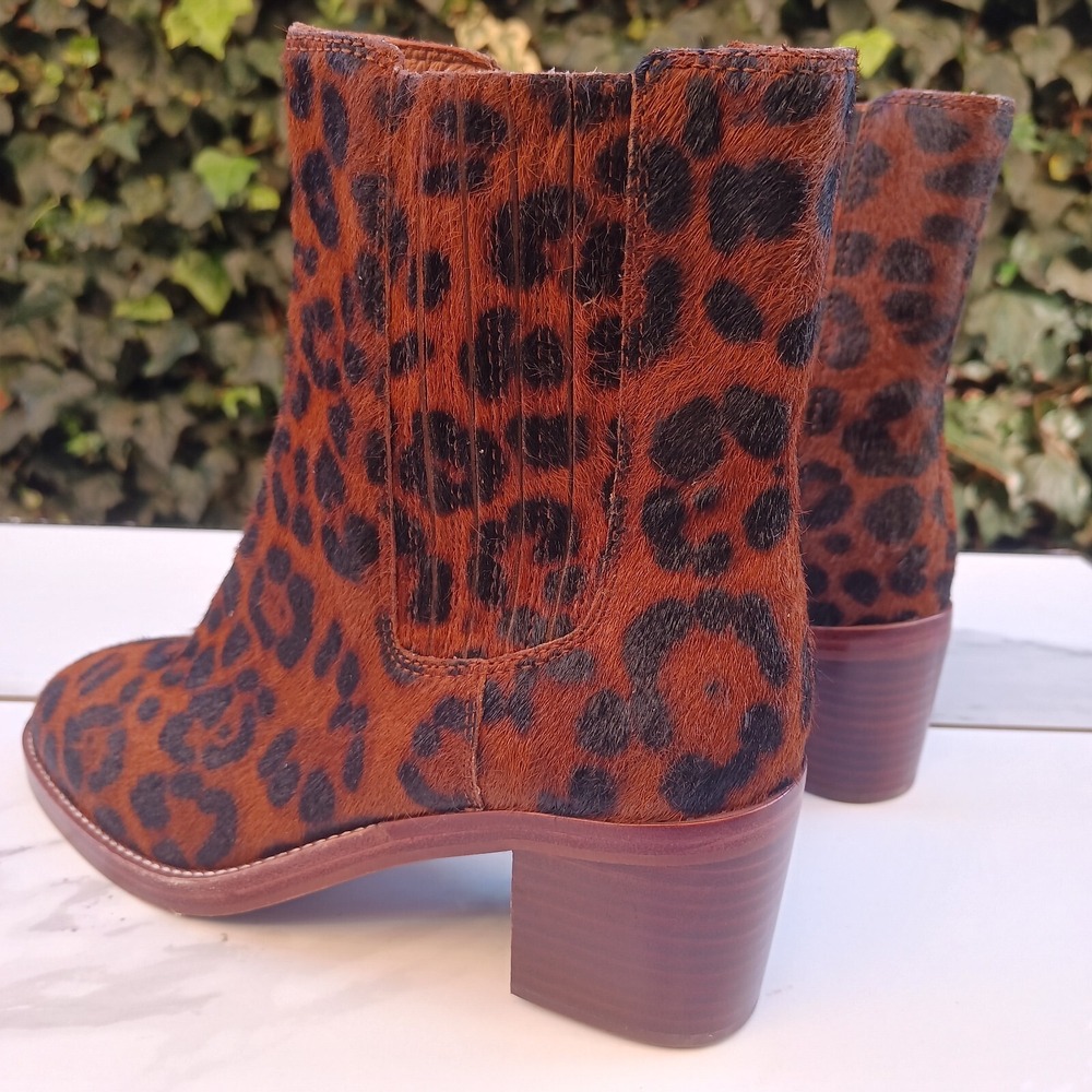 Madewell The Autumn High Leopard Calf Hair Chelsea Boots Women's Size 7.5 - Picture 5 of 12
